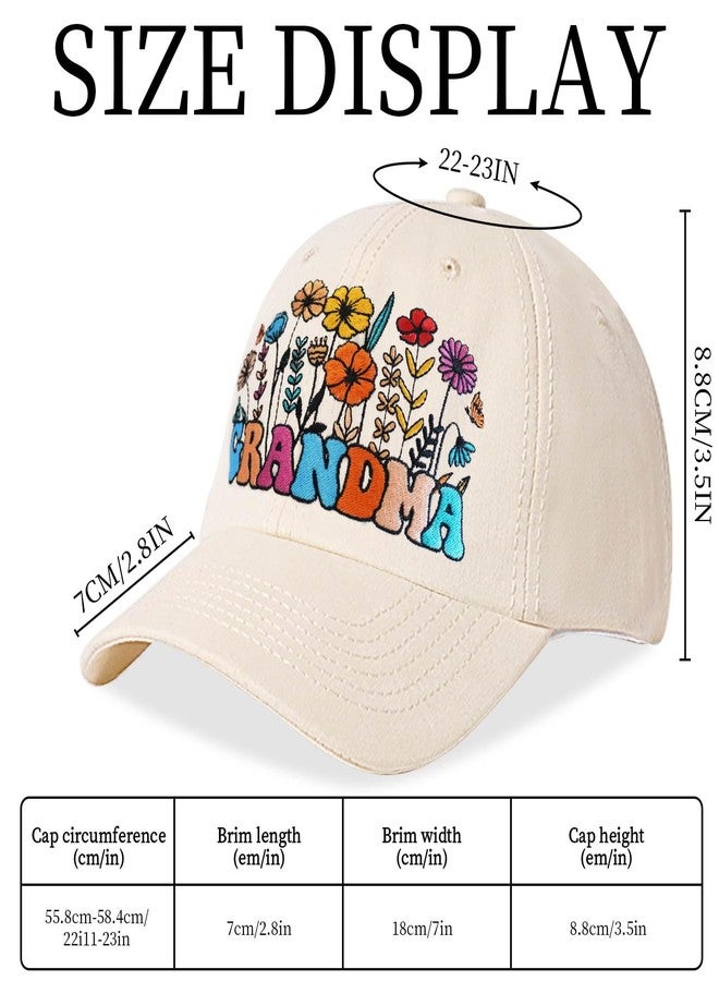 Tmsek Best Grandma Gifts - Grandma Hat, Mothers Gift for New Grandparents Birthday Embroidered Baseball Cap (Women Flower Hats) - Image 2
